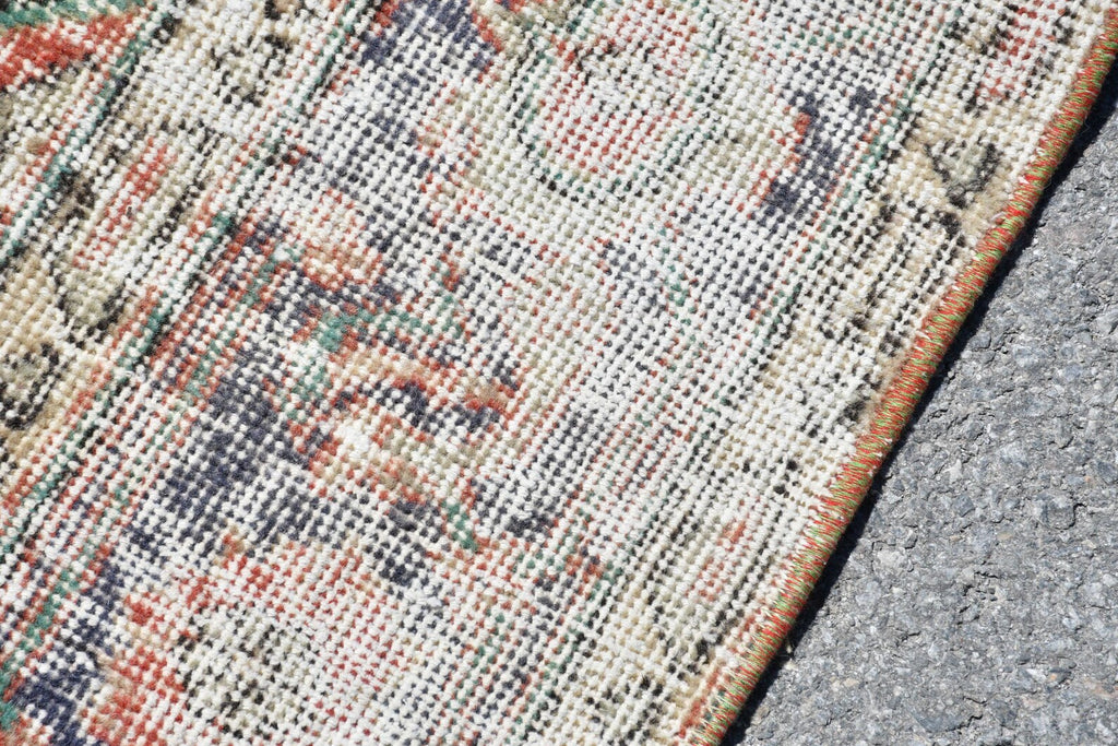 Vintage Turkish Accent Area rug 4.8 x 12.4 ft