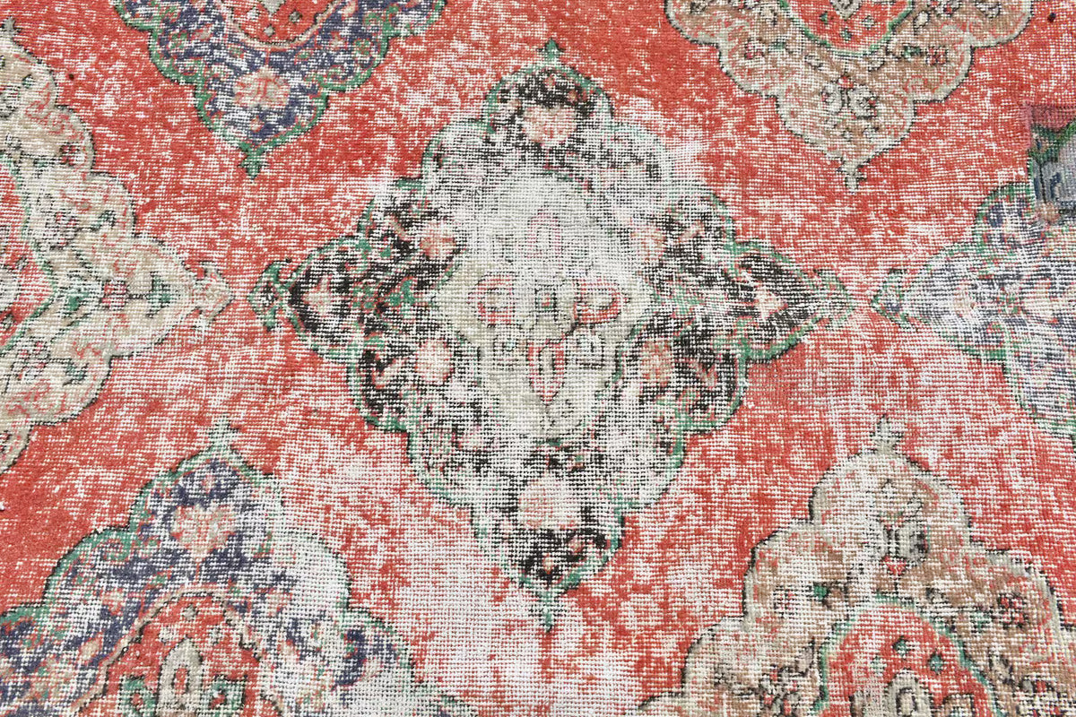 Vintage Turkish Accent Area rug 4.8 x 12.4 ft