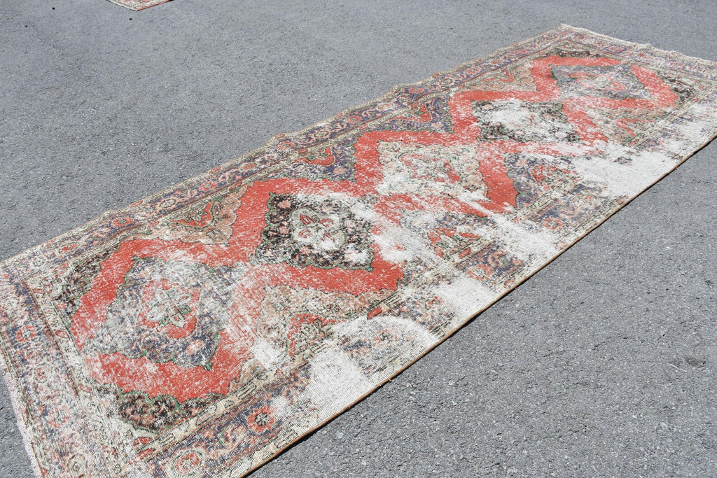 Vintage Turkish Accent Area rug 4.8 x 12.4 ft