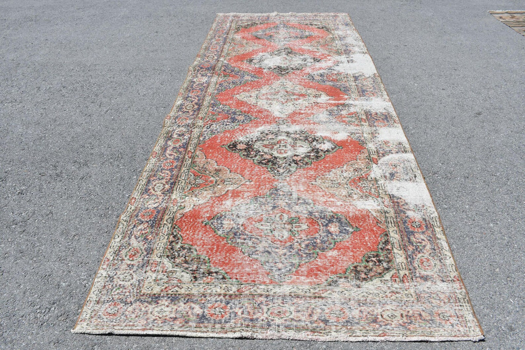 Vintage Turkish Accent Area rug 4.8 x 12.4 ft