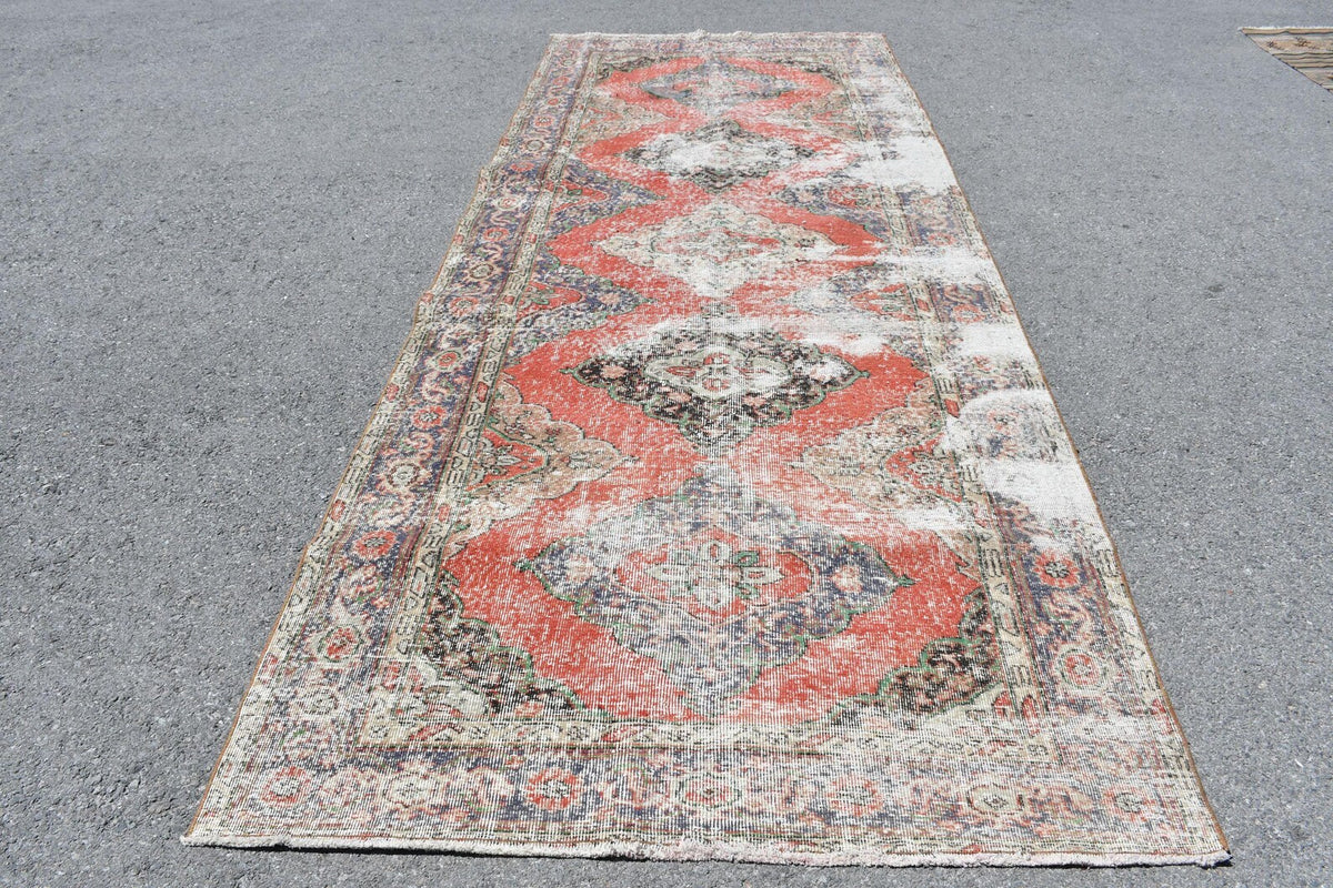 Vintage Turkish Accent Area rug 4.8 x 12.4 ft