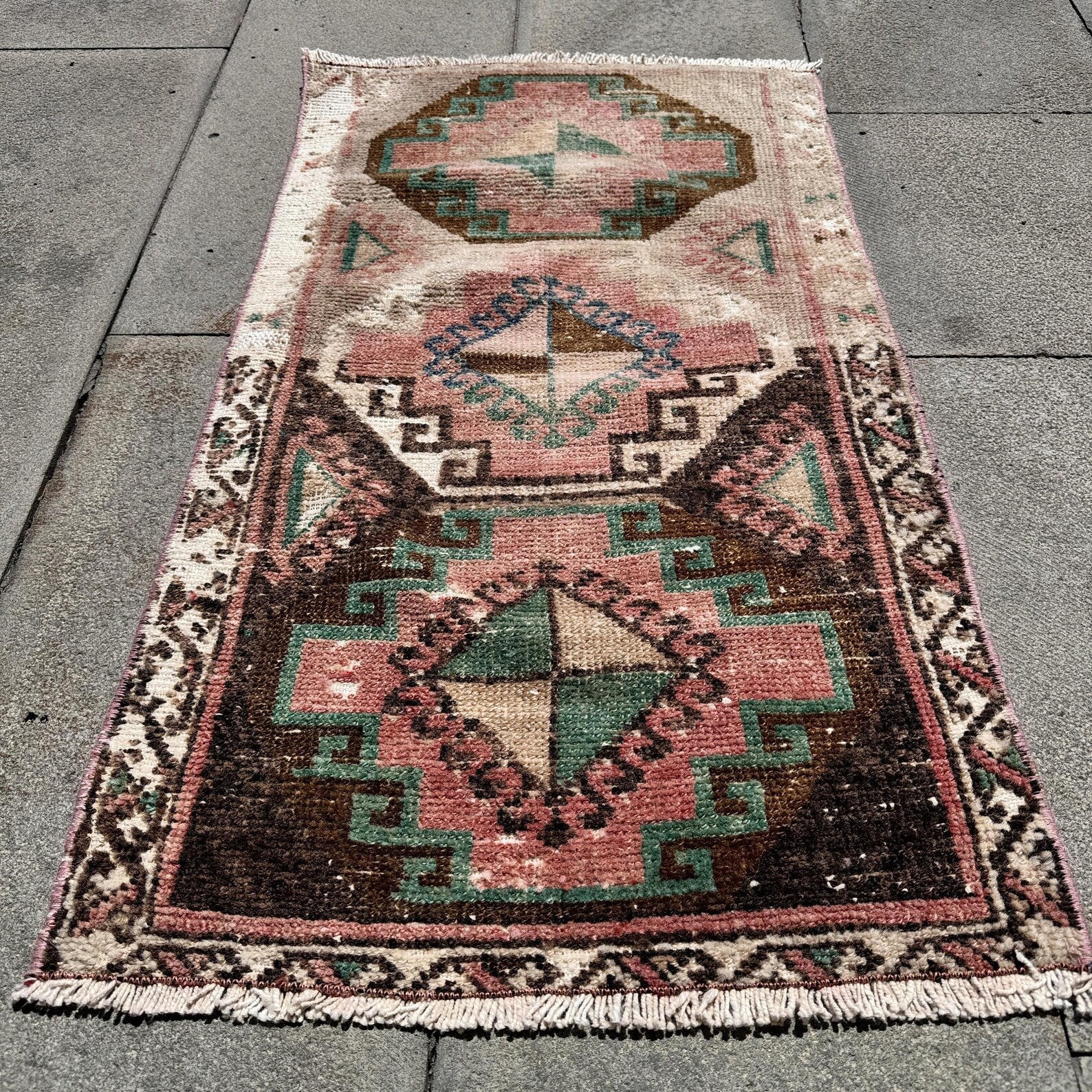 Vintage Turkish Mini Rug 1.7 x 2.9 ft