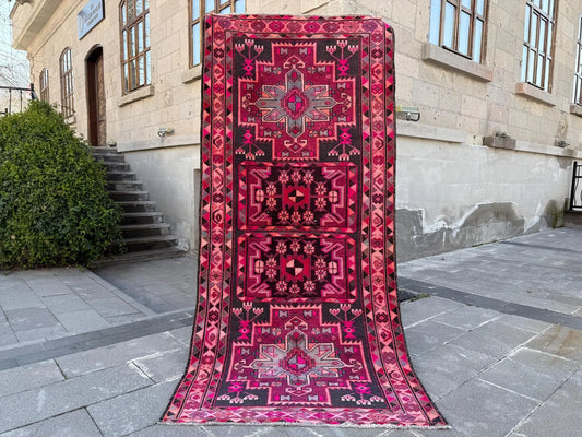 Vintage Persian Accent Area Rug 3.7 x 8.2 ft