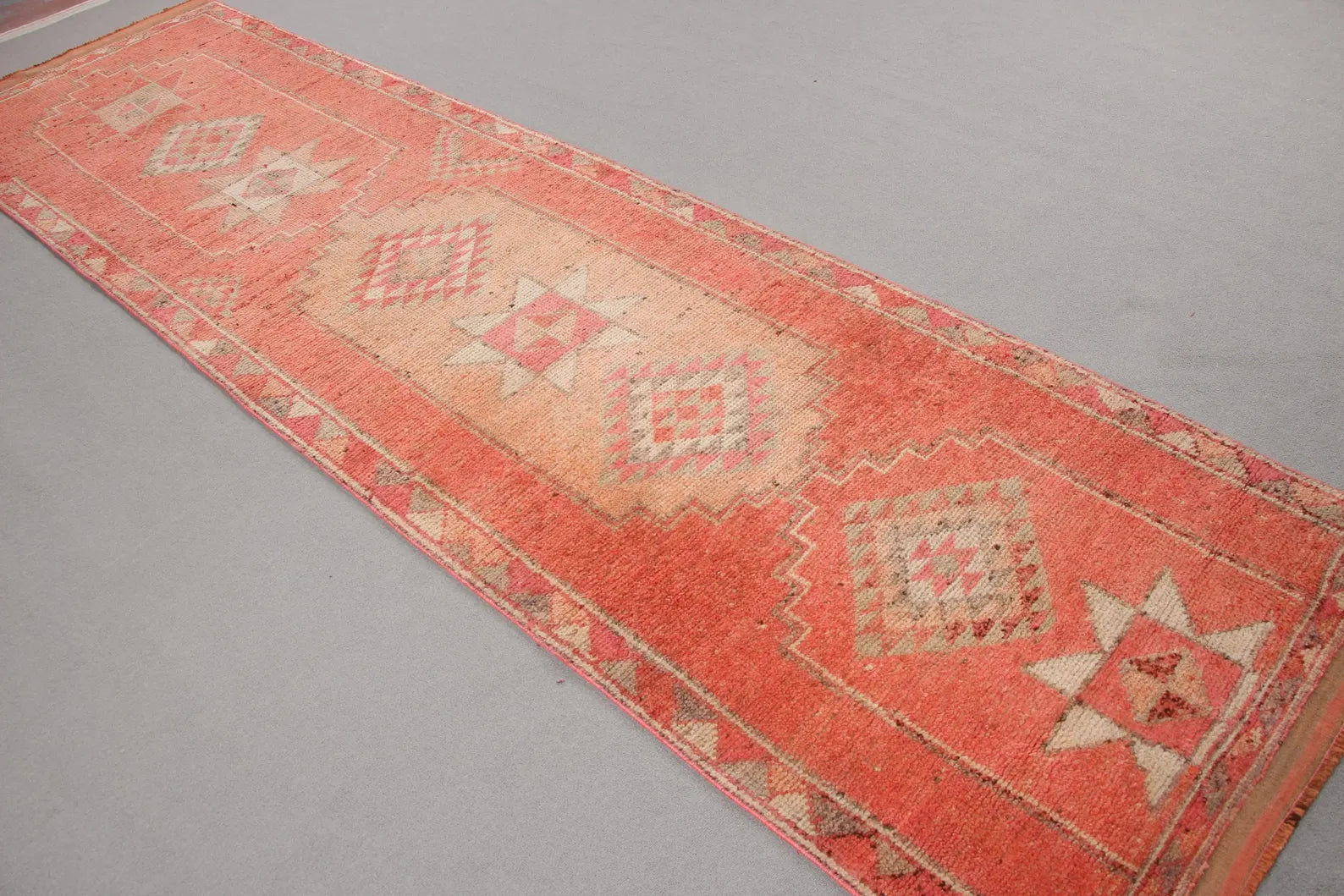 Vintage Turkish Runner Rug 3.2 x 12 ft