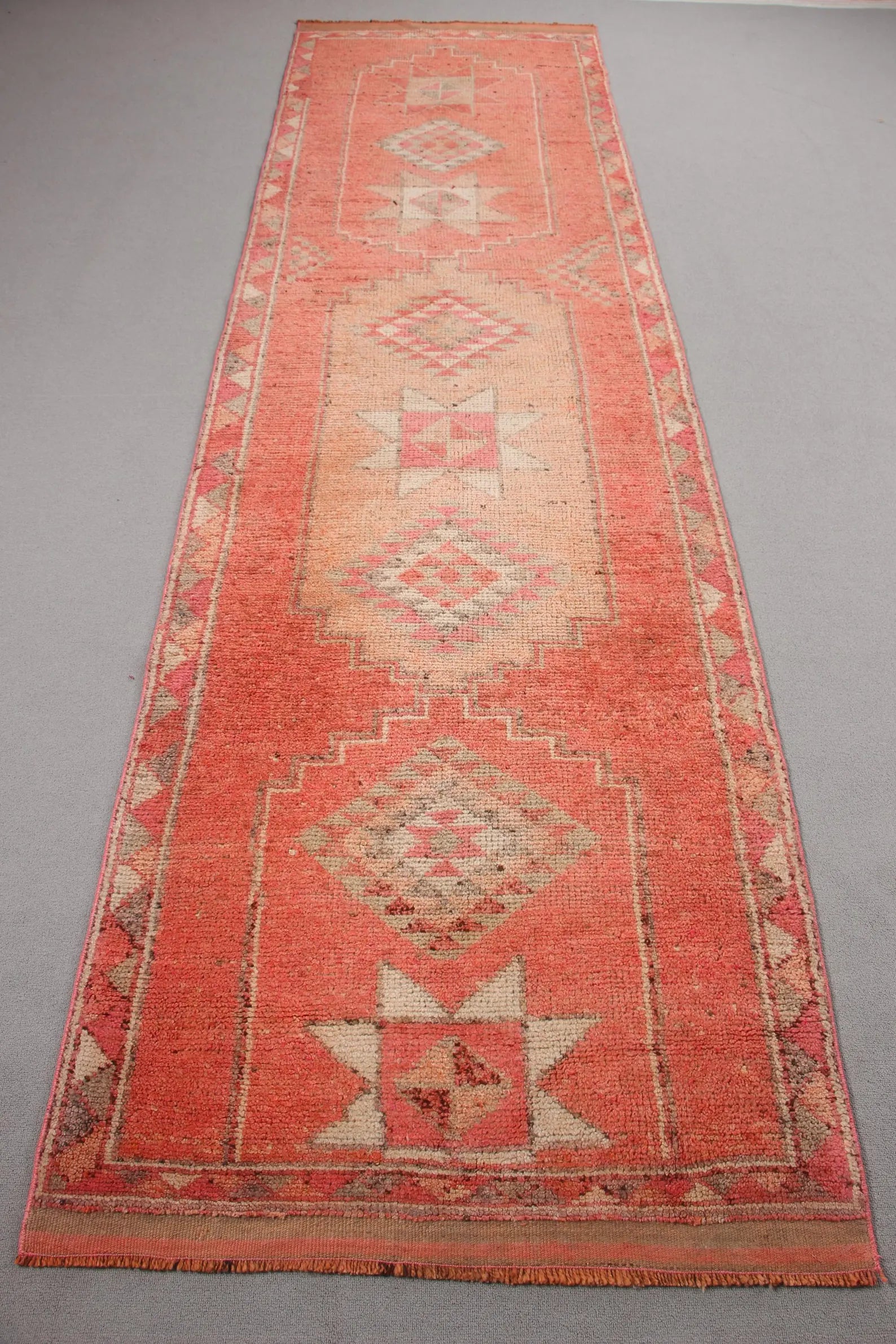 Vintage Turkish Runner Rug 3.2 x 12 ft
