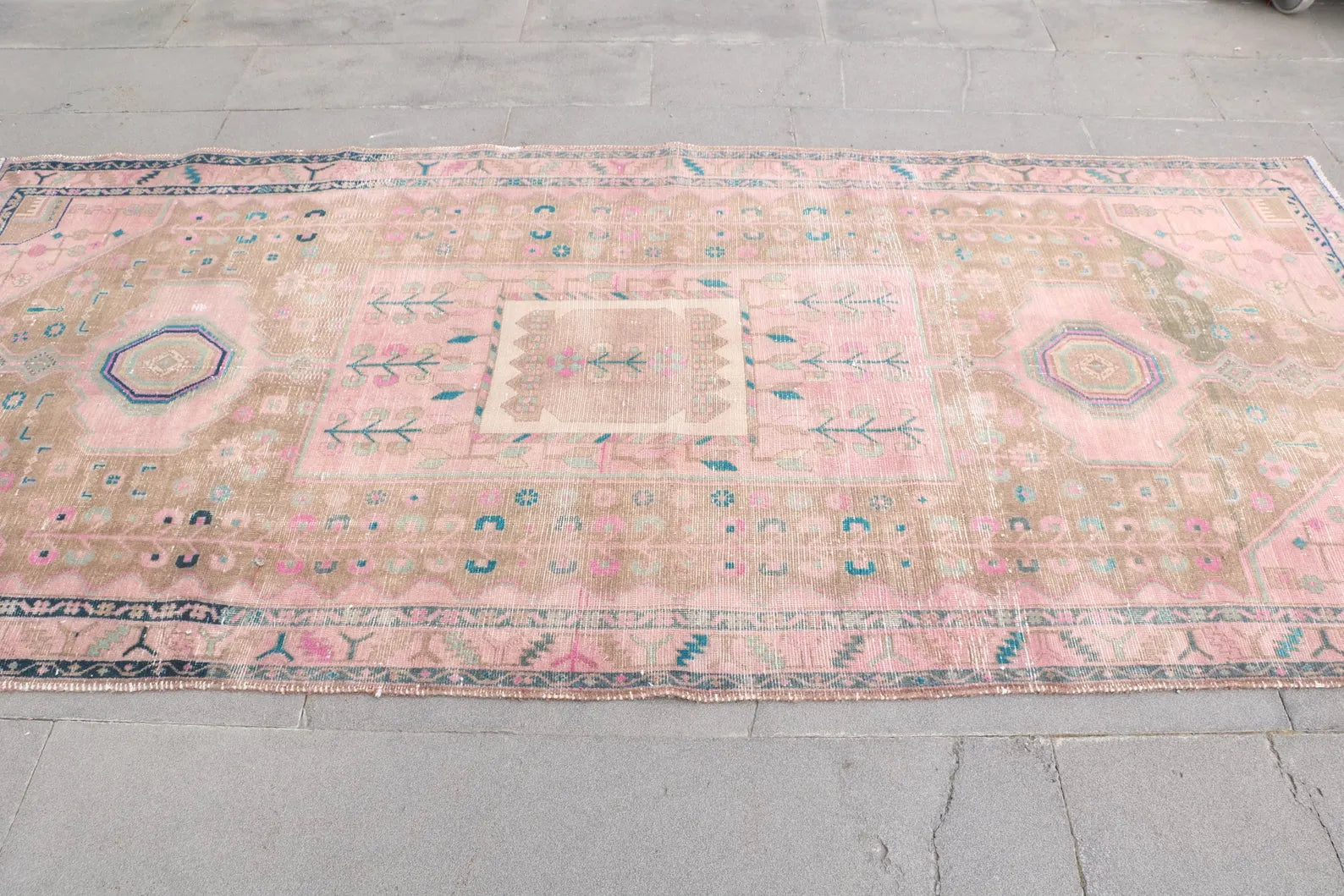XL Vintage Persian Accent Area Rug 4.2 x 9.2 ft