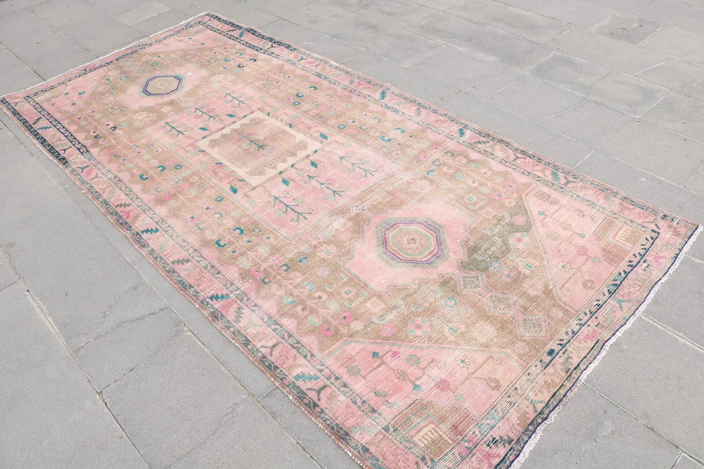 XL Vintage Persian Accent Area Rug 4.2 x 9.2 ft