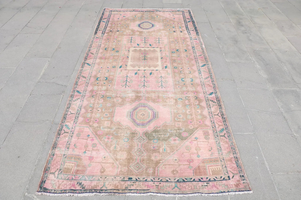 XL Vintage Persian Accent Area Rug 4.2 x 9.2 ft