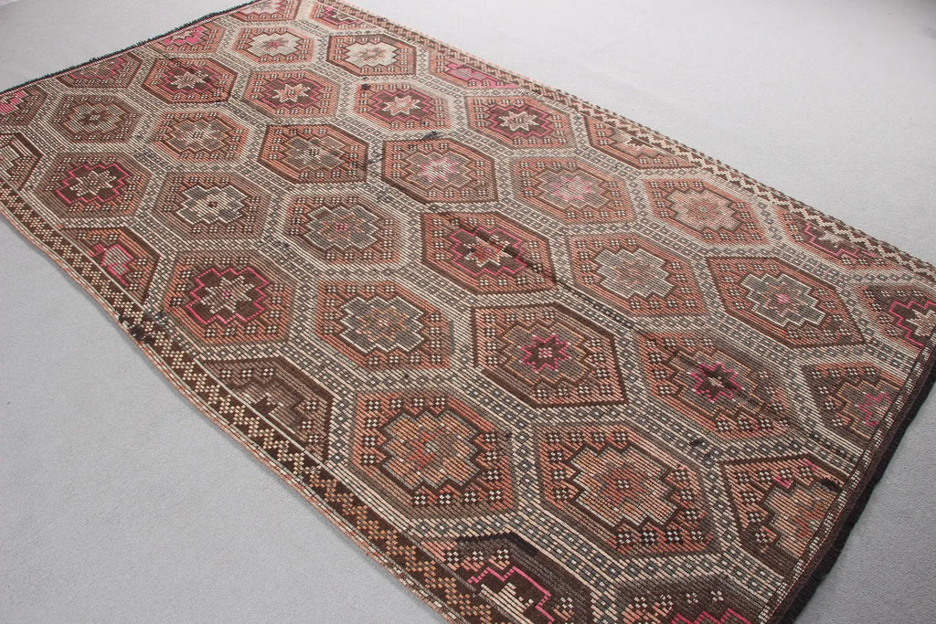 XL Vintage Turkish Accent Area Rug 5.2 x 9 ft
