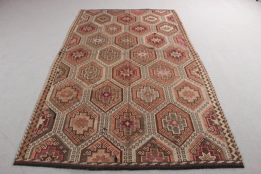 XL Vintage Turkish Accent Area Rug 5.2 x 9 ft