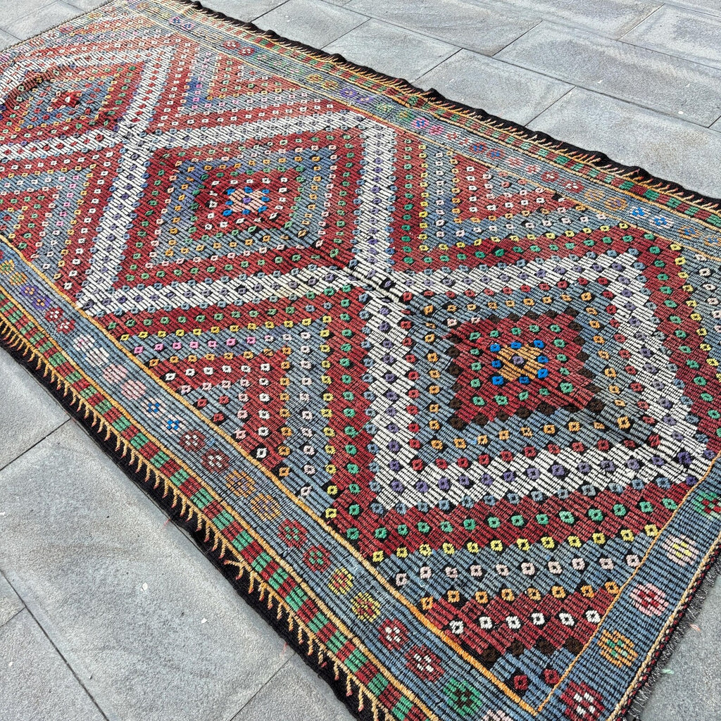 XL Vintage Turkish Accent Area Rug 4.9 x 10.4 ft