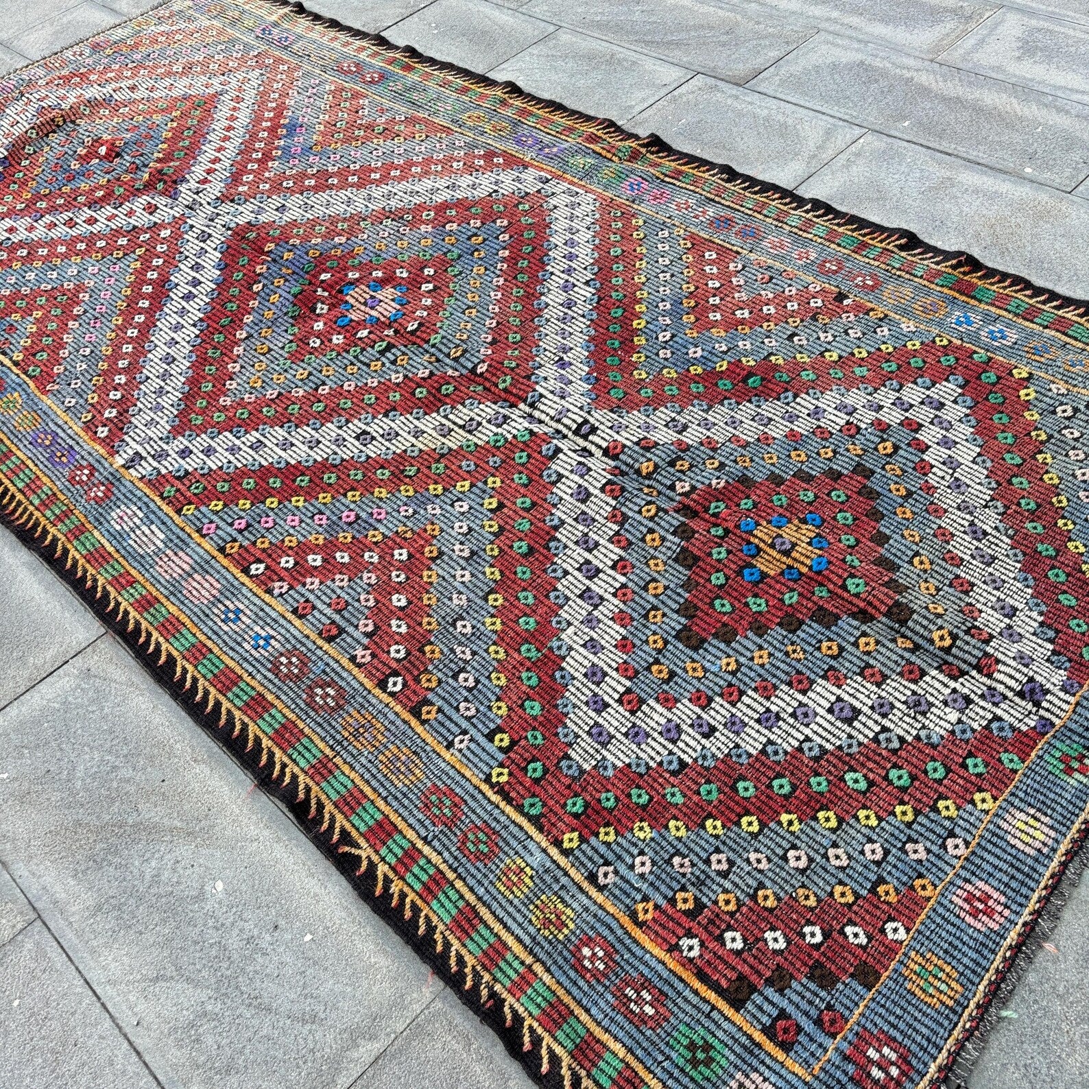 XL Vintage Turkish Accent Area Rug 4.9 x 10.4 ft