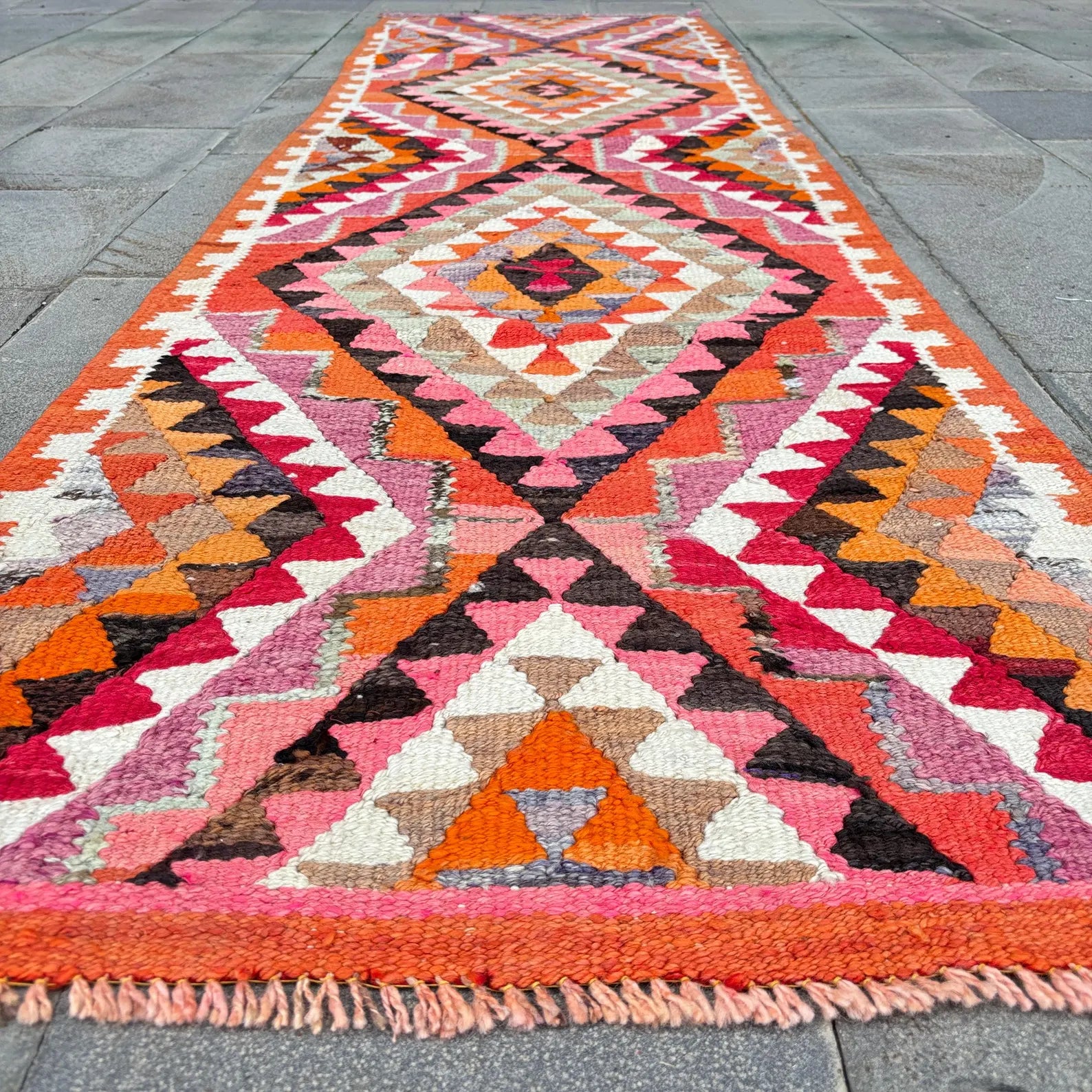 Vintage Turkish Runner Rug 2.6 x 9.1 ft