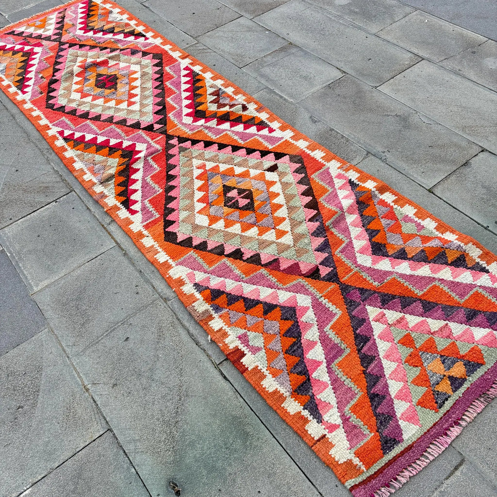 Vintage Turkish Runner Rug 2.6 x 9.1 ft