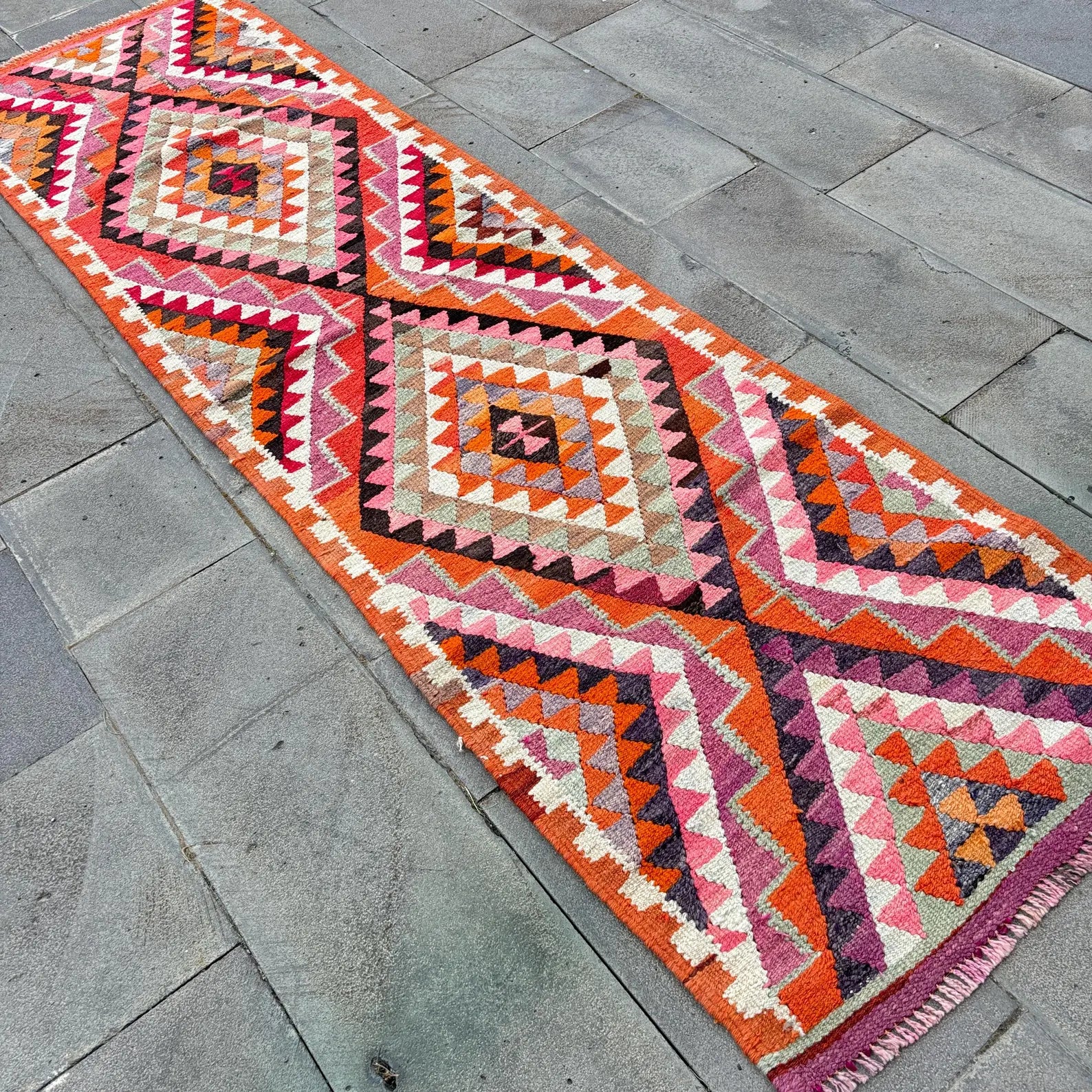 Vintage Turkish Runner Rug 2.6 x 9.1 ft