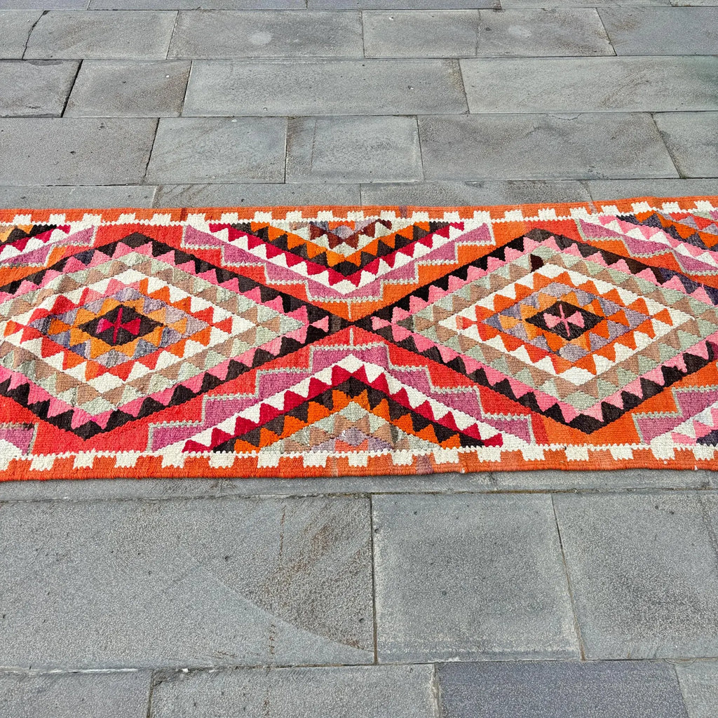 Vintage Turkish Runner Rug 2.6 x 9.1 ft