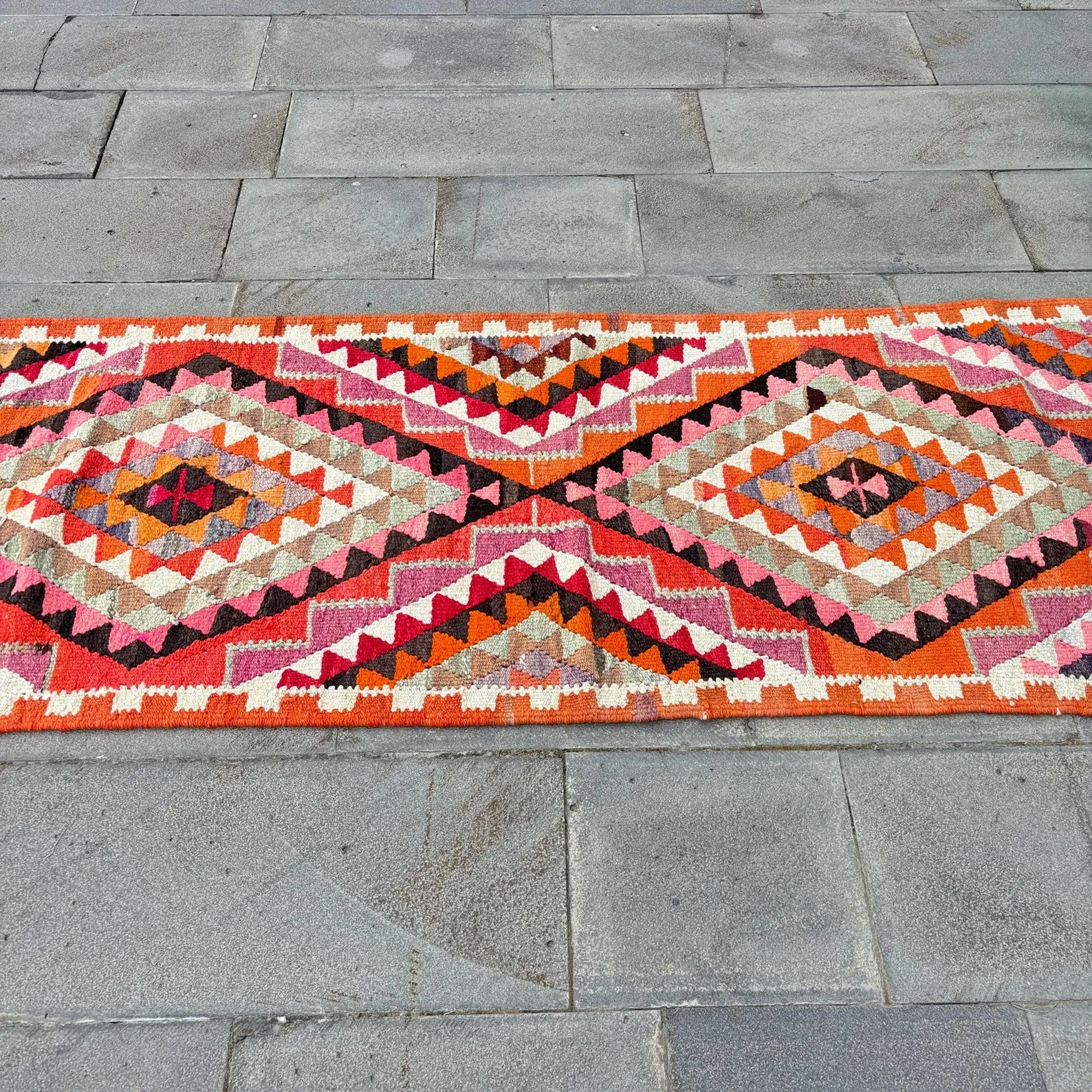 Vintage Turkish Runner Rug 2.6 x 9.1 ft