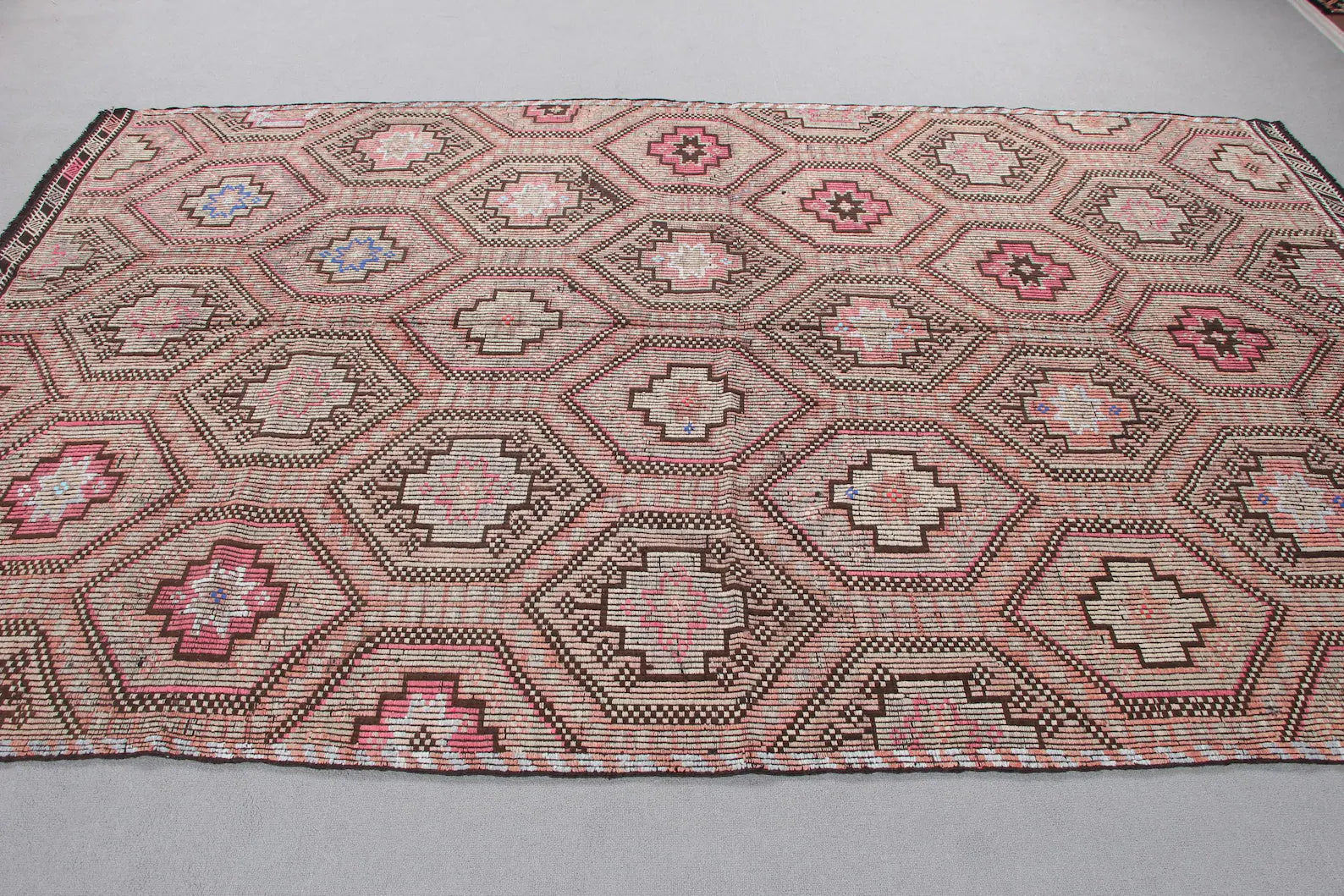 XL Vintage Turkish Accent Area rug 6 x 9.7 ft