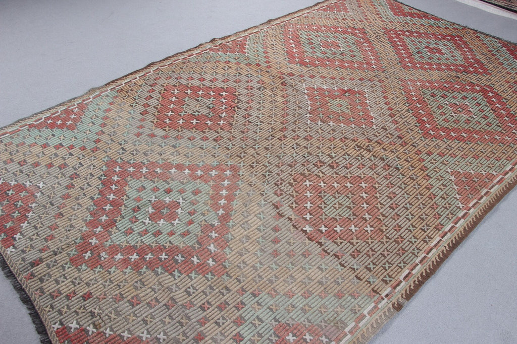 XL Vintage Turkish Accent Area rug 6 x 9.7 ft