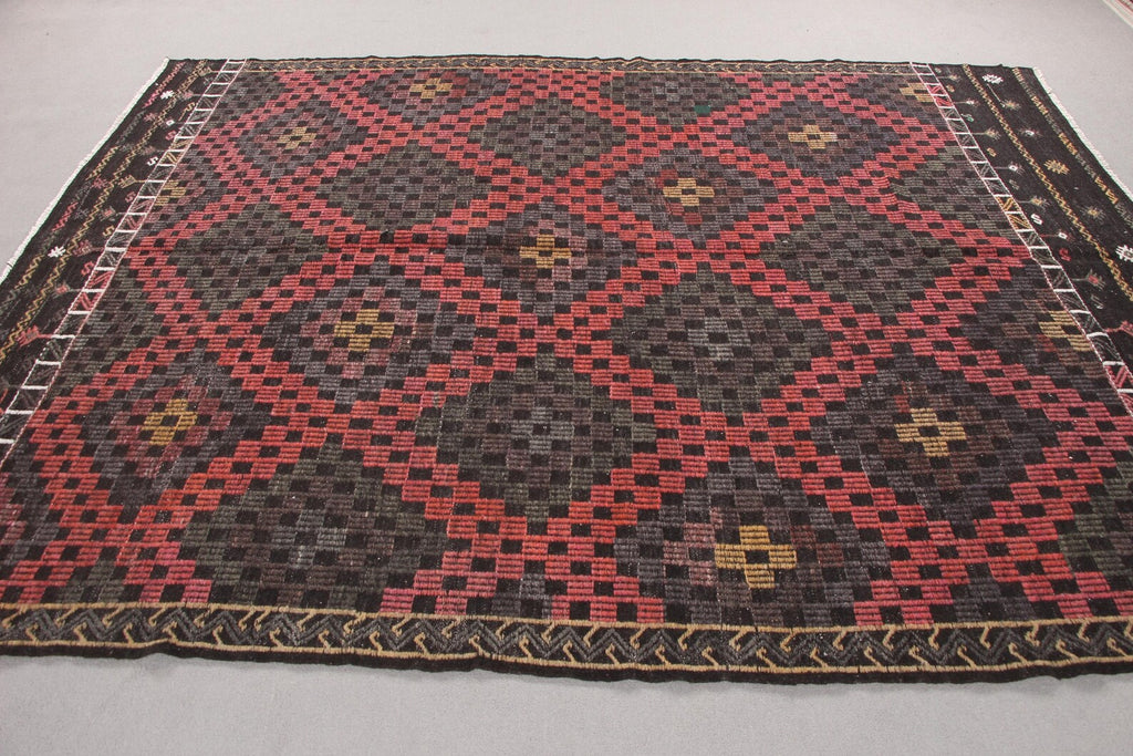 XL Vintage Turkish Accent Area Rug 6.7 x 9.1 ft