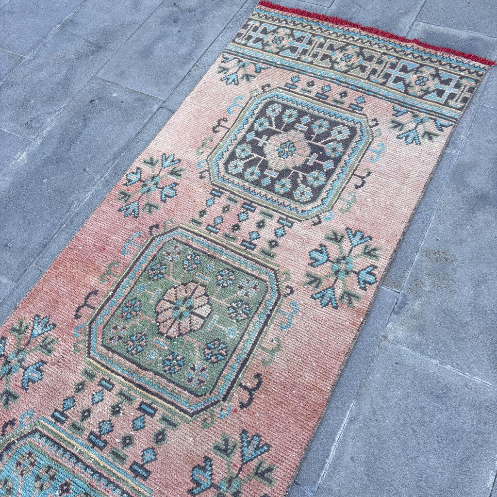 Vintage Turkish Runner Rug 2.6 x 11.3 ft