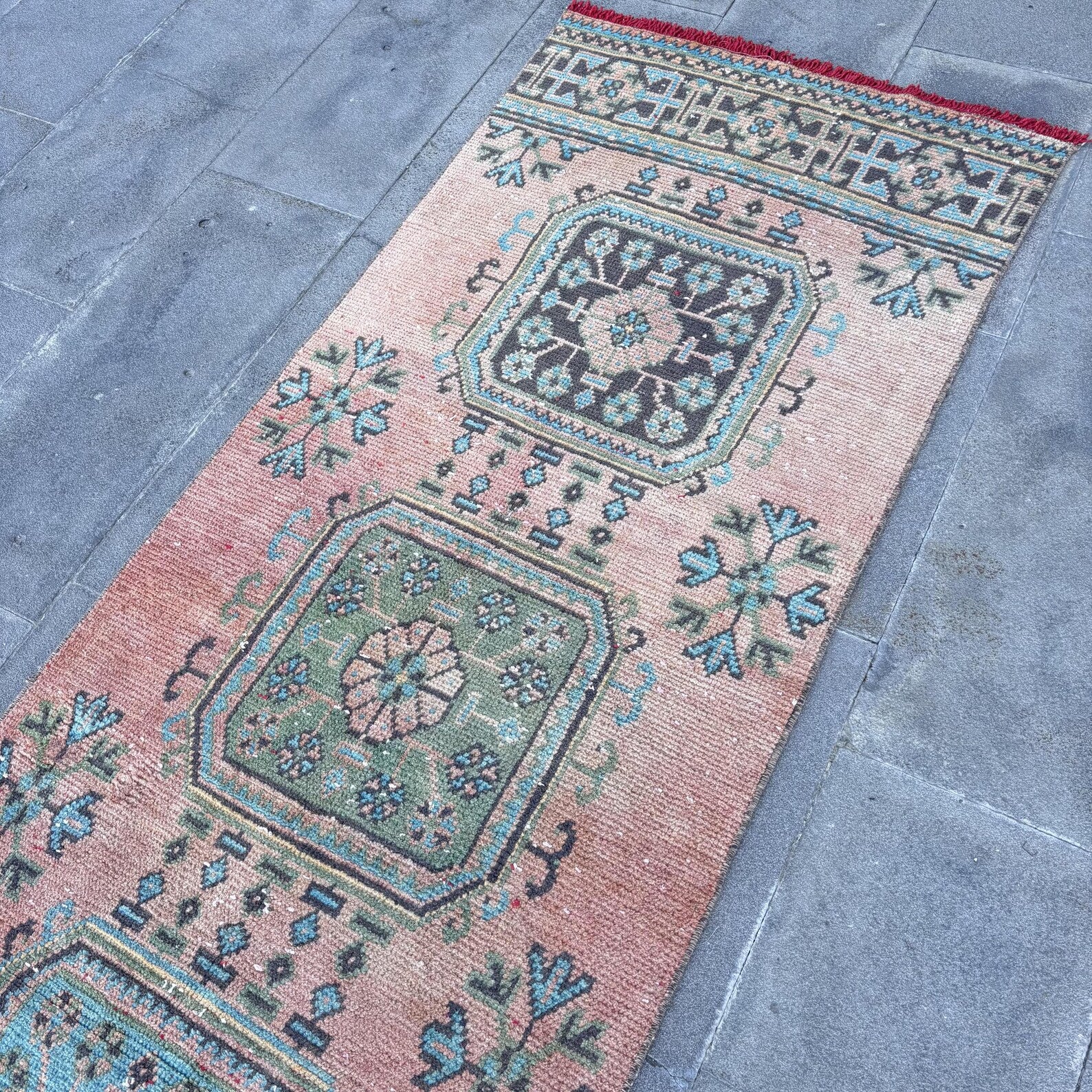 Vintage Turkish Runner Rug 2.6 x 11.3 ft