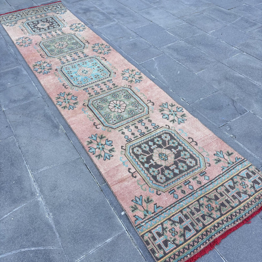 Vintage Turkish Runner Rug 2.6 x 11.3 ft