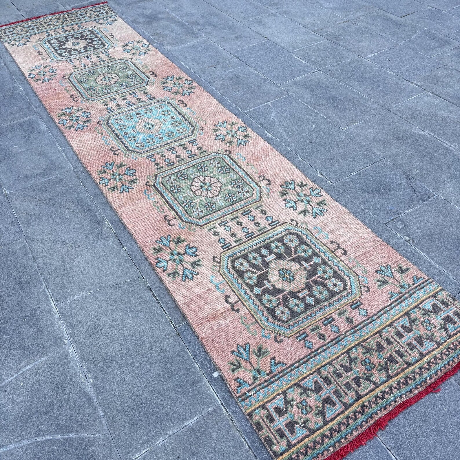 Vintage Turkish Runner Rug 2.6 x 11.3 ft