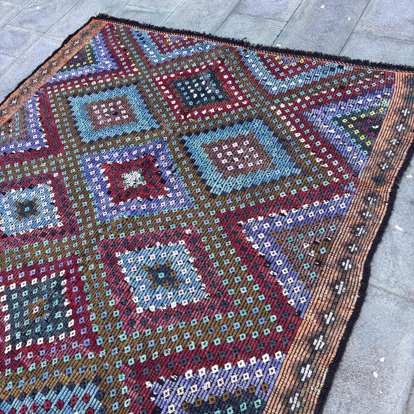 XL Vintage Turkish Accent Area Rug 5.8 x 11.4 ft