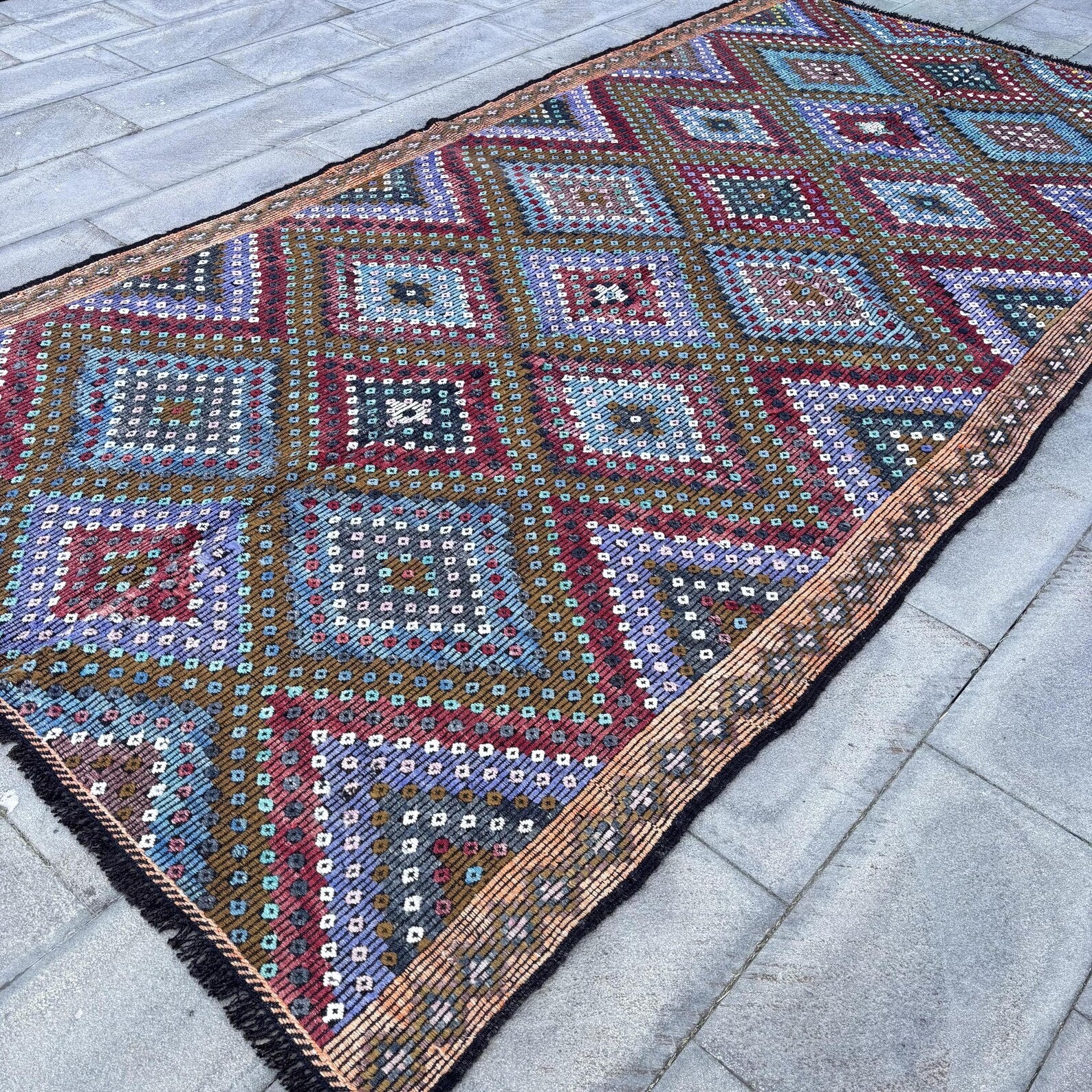 XL Vintage Turkish Accent Area Rug 5.8 x 11.4 ft