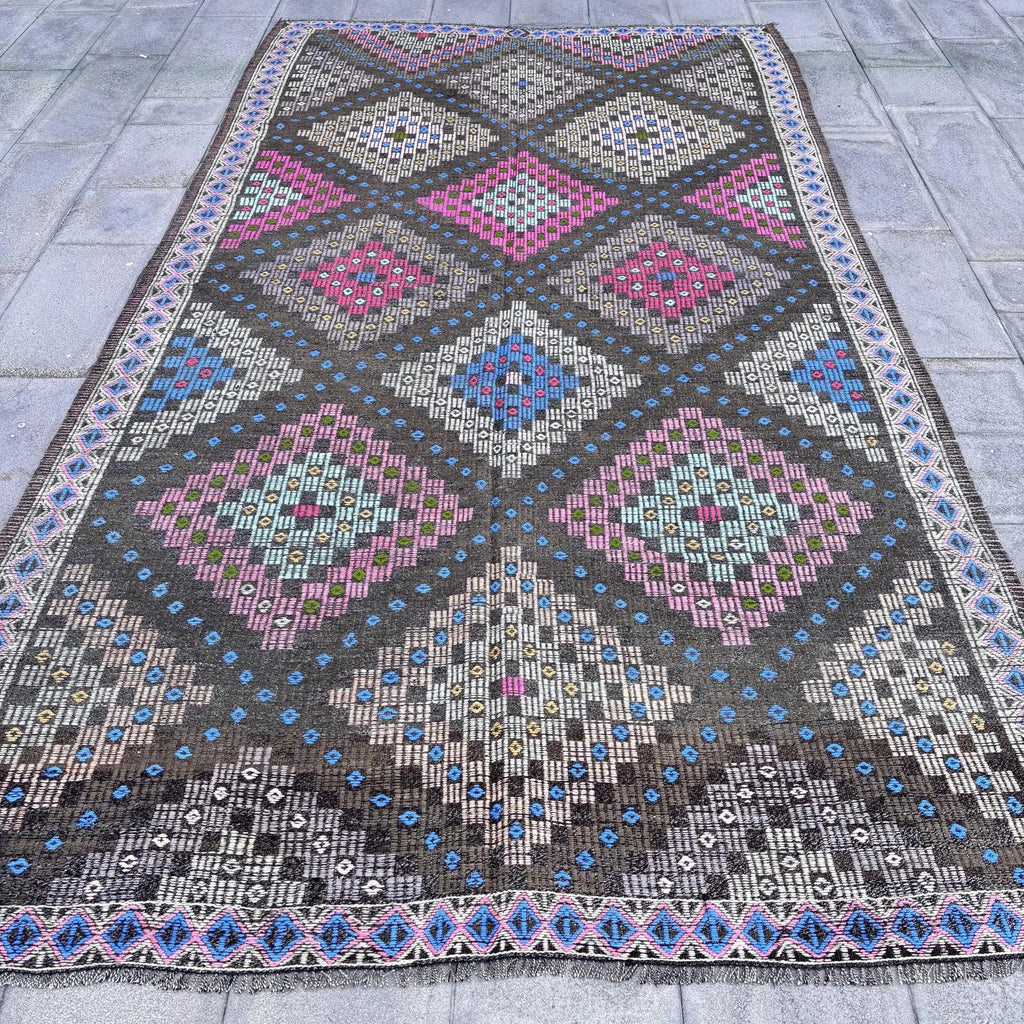 XL Vintage Turkish Accent Area Rug 6.3 x 11.2 ft