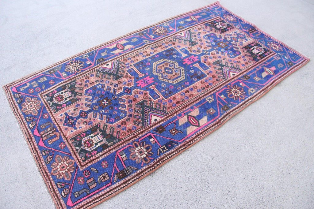 Vintage Persian Accent Area Rug 3.4 x 6.6 ft
