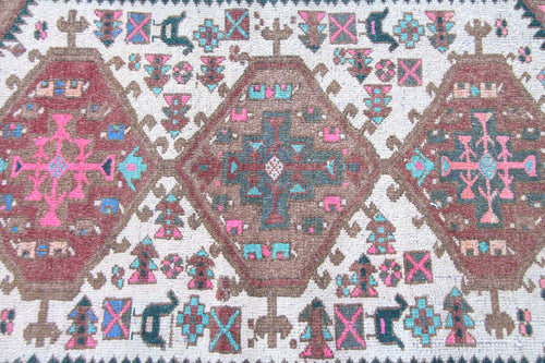 Vintage Persian Accent Area Rug 3.3 x 4.6 ft