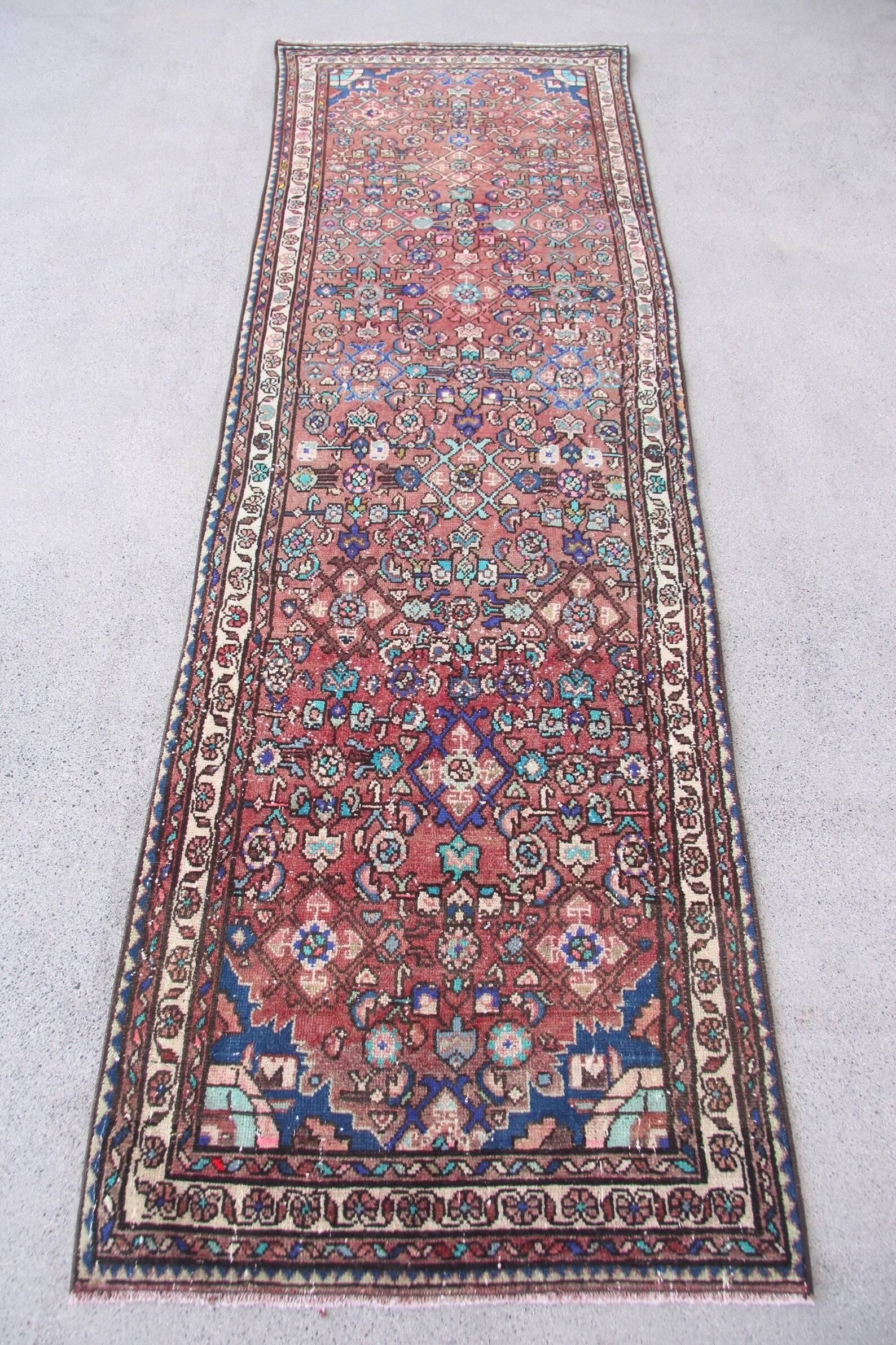 Vintage Persian Runner Rug 2.9 x 8.9 ft