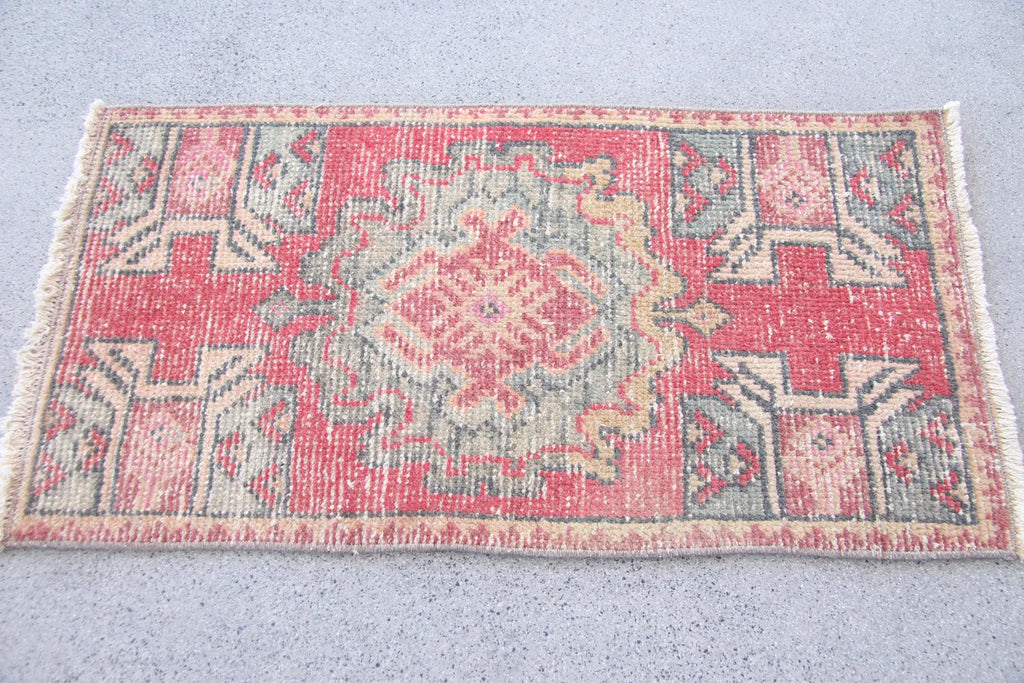 Vintage Turkish Mini Rug 1.4 x 2.8 ft