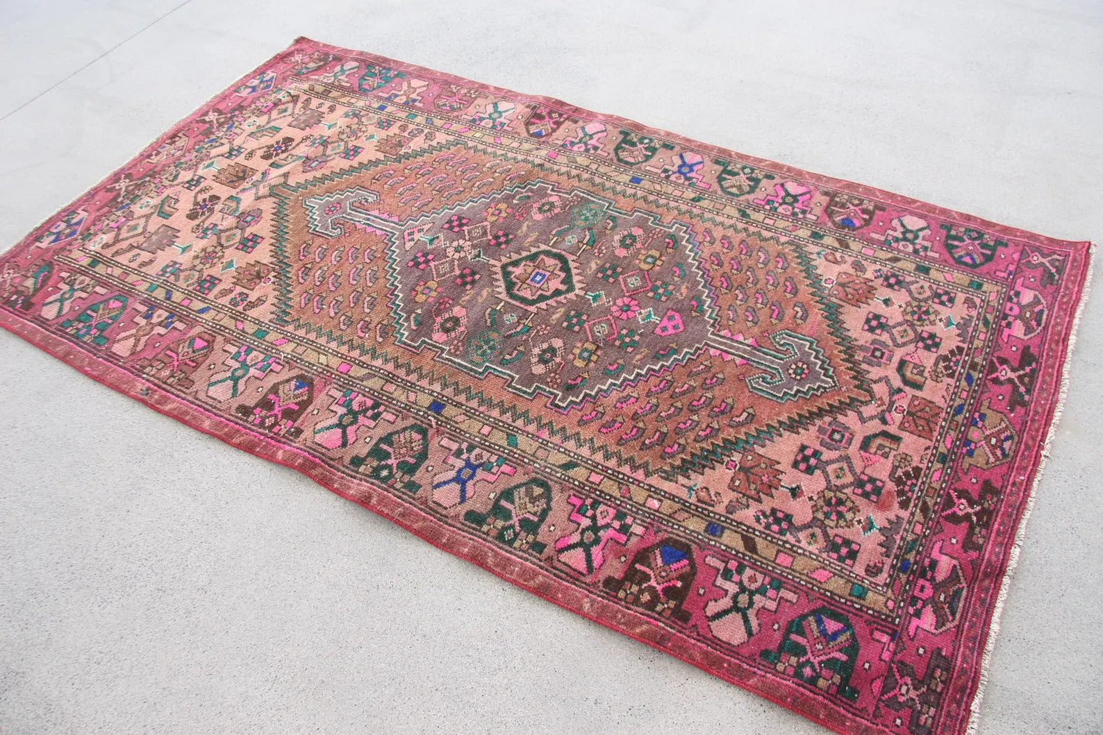 Vintage Persian Accent Area Rug 3.8 x 7.2 ft
