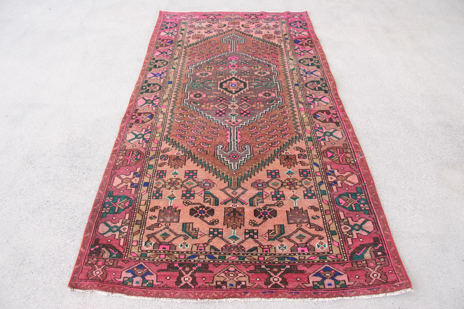 Vintage Persian Accent Area Rug 3.8 x 7.2 ft