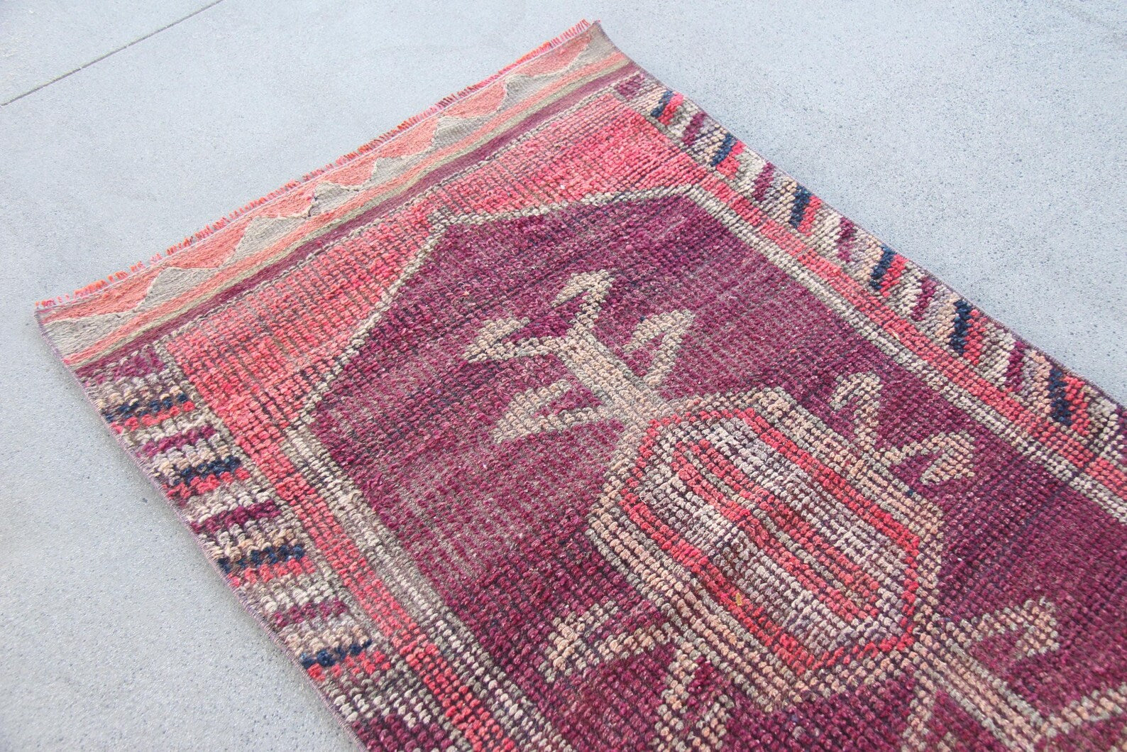 Vintage Turkish Runner Rug 2.8 x 9.4 ft
