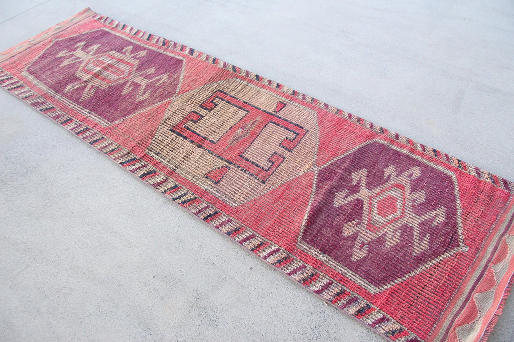 Vintage Turkish Runner Rug 2.8 x 9.4 ft