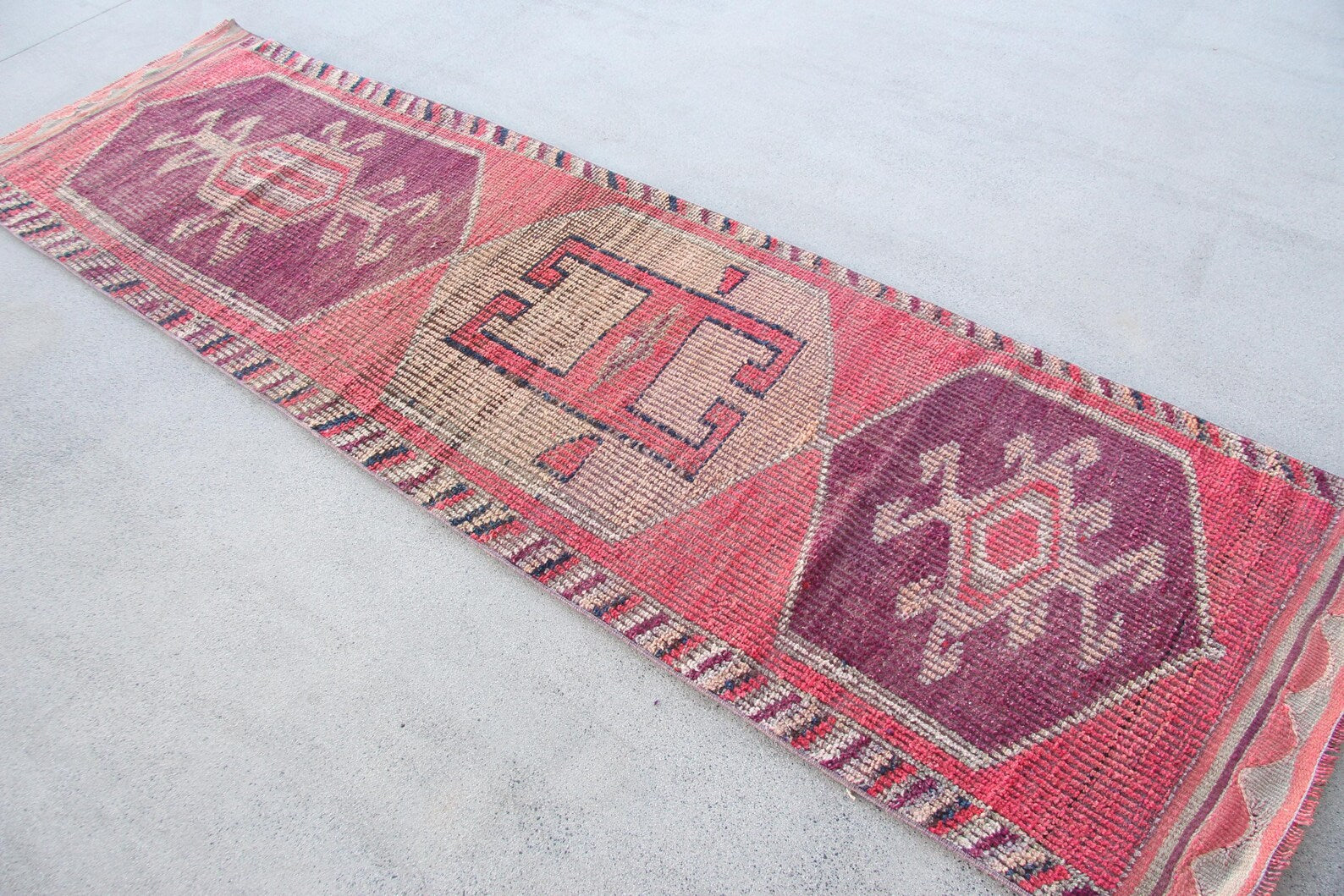 Vintage Turkish Runner Rug 2.8 x 9.4 ft