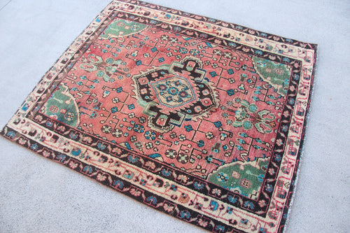 Vintage Persian Accent Area Rug 3.8 x 4.6 ft