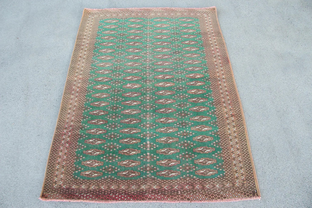 Vintage Turkmen Accent Area rug 3.2 x 4.5 ft