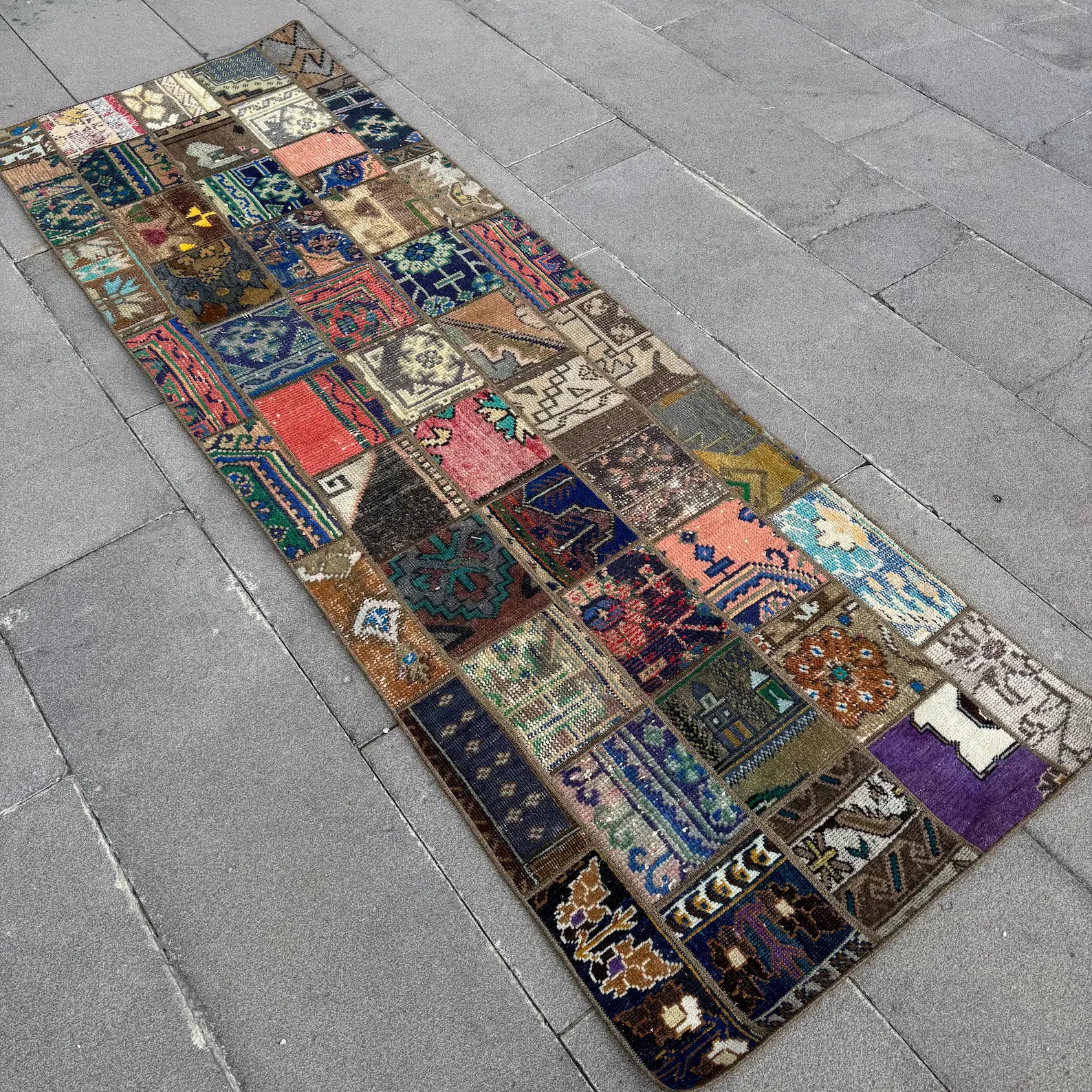 Vintage Turkish Runner Rug 2.5 x 7.3 ft
