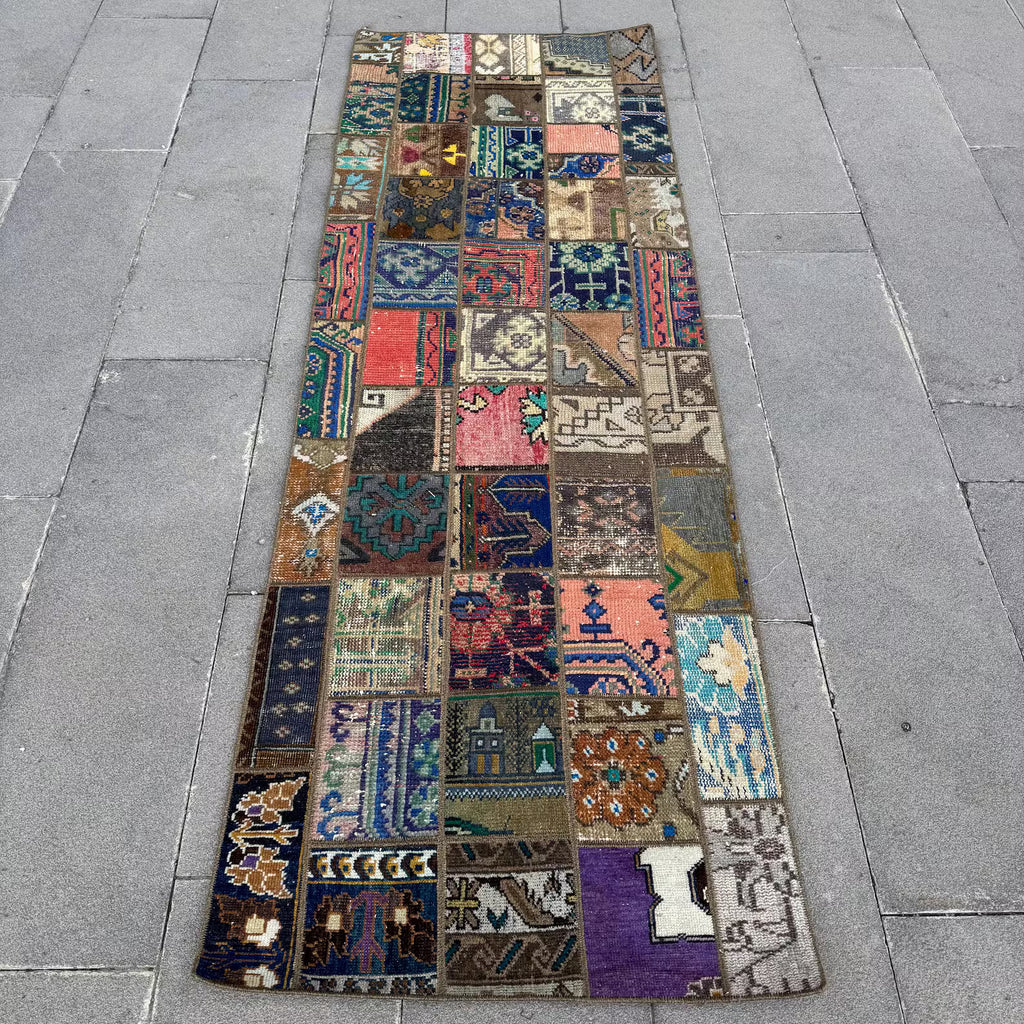 Vintage Turkish Runner Rug 2.5 x 7.3 ft