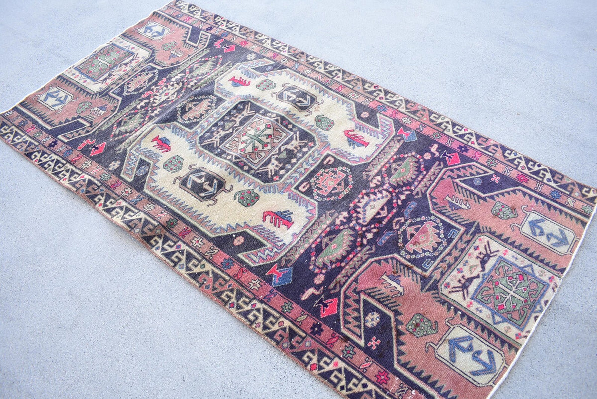 Vintage Persian Accent Area Rug 3.2 x 6.4 ft