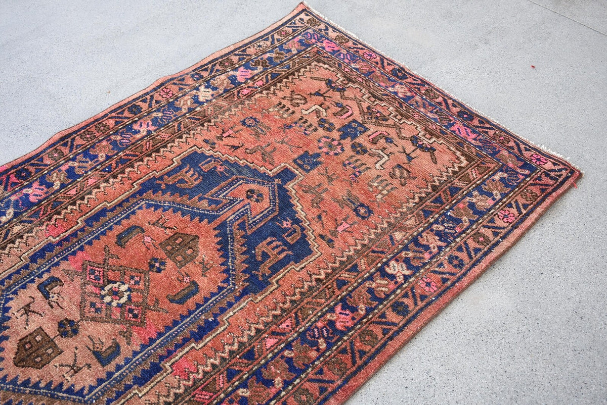 Vintage Persian Accent Area Rug 3.2 x 6.7 ft
