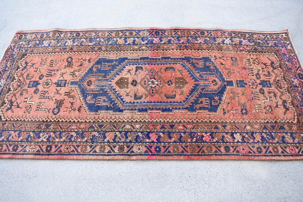 Vintage Persian Accent Area Rug 3.2 x 6.7 ft