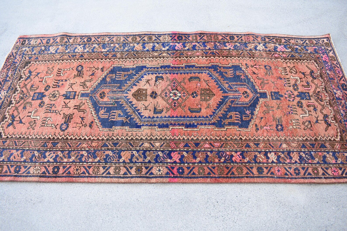 Vintage Persian Accent Area Rug 3.2 x 6.7 ft