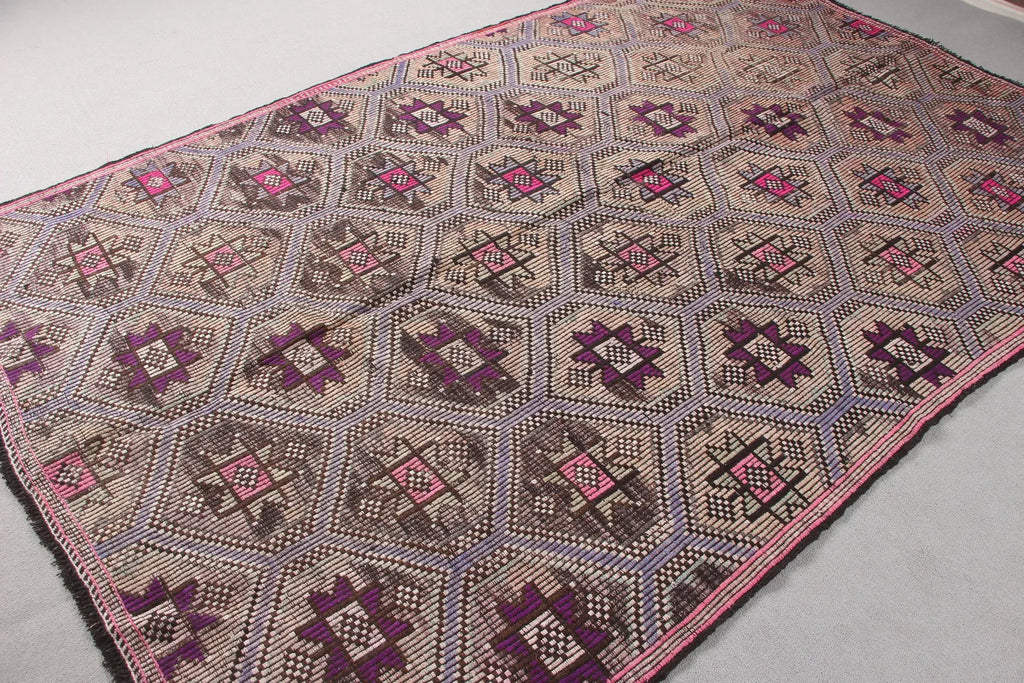 XL Vintage Turkish Accent Area Rug 6.2 x 9.2 ft
