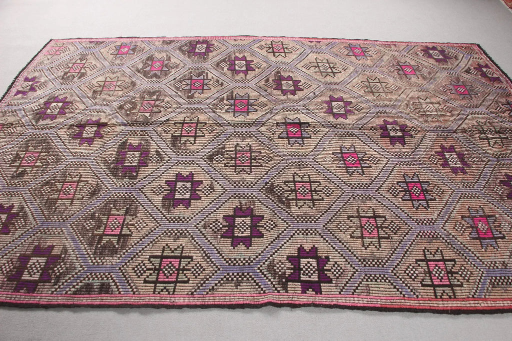 XL Vintage Turkish Accent Area Rug 6.2 x 9.2 ft